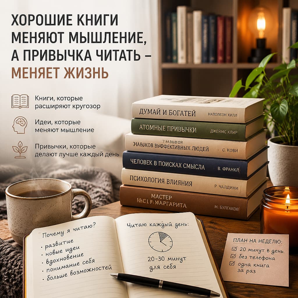 Какие книги стоит прочитать каждому взрослому и как сделать чтение привычкой?